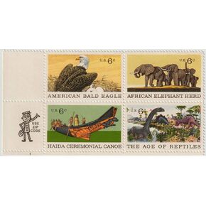 1970 Natural History Scott #1390a Block of 4 x 6 US Postage Stamps