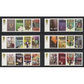 Set of Six Collectible Postage Stamps for James Bond