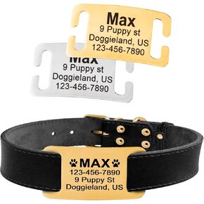 Personalized Slide On Pet ID Tags, Custom Engraved Martingale Dog & Cat Silent No Jingle Paw Tags, No Noise Stainless Steel Gold & Silver Collar Name Tags