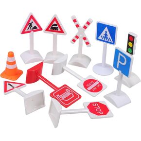 Cabilock 1Set Mini Traffic Signs for Educational Traffic Signal Light for Sand Table Models with Stop Sign Traffic Light and Roadblocks Construction