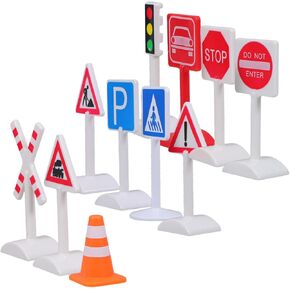 Cabilock 1Set Mini Traffic Signs for Traffic Light Stop Sign Roadblock Crosswalk Signal for Sandbox Train Tracks Creative Play Educational Street Sign