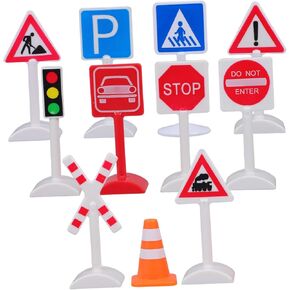 Cabilock 1Set Traffic Simulation with Stop Signs Traffic Lights Roadblocks Crosswalk Signals for Interactive Learning and