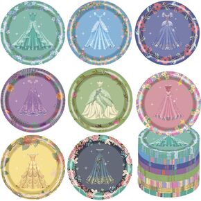 40 Pcs Princess Party Paper Plates 7 inch Disposable Princess Birthday Dessert Plates