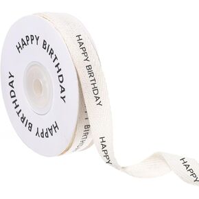 Happy Birthday Ribbon Cotton Twill Tape, 5/8 Inch x 10 Yard Gift Ribbon for Gift Wrapping Birthdays Bouquet Christmas Crafts Home Decor