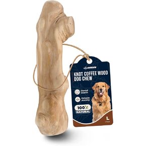 Knots Coffee Wood Dog Chew Large Under 77lbs - 100% Natural Chews for Dogs Teething, Stress Relief, Dental Health, Organic Dog Toys, Reduces Stress & Anxiety