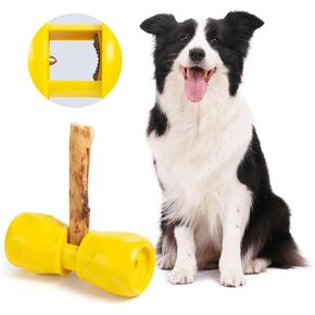 Bully Stick Holder, Food-Grade Dog Chew Holder, Safety Device to Prevent Choking, Long-Lasting Play Chew Toy, Easy to Clean, Fits Various Bully Sticks and Dog Sizes, Yellow(1 pcs)