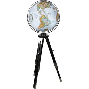 Willston 16" Diameter Globe, USA Cartography with Raised Mountain Relief and Sturdy Metal Stand. Unique and modern! The Willston features a blue ocean map. The raised relief embossing provides 3D like texture that both educates and captivates. This large 