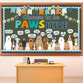Qoubai Pet Dog Classroom Bulletin Decorations Puppy Dog Paw Bulletin Board Set Pet Dogs Design Decortings Classroom Decortings for Back to School Wall Door Decor
