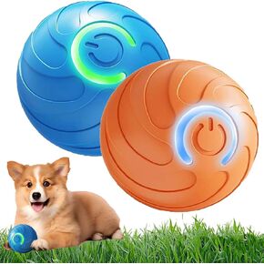 Interactive Dog Ball, 2025 Upgrade Interactive Balls for Large Dogs, Interactive Automatic Rolling with Lights, Smart Jumping Dog Balls for Large & Medium Dogs (Orange+Blue)