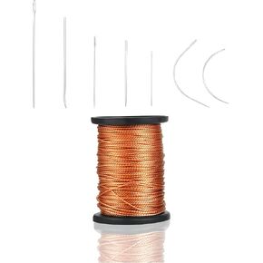 Poexuzi Upholstery Repair Sewing Kit Thread for Leather, Furniture, Shoe, Carpet, 1 Rolls Nylon Thread (53 Yard Per Roll), 7 Shaped Needles, (Brown) in Saudi Arabia