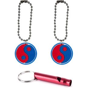 Yin Yang Collar Charm Aluminum Alloy Whistle Emergency Survival Safety Camping Cat Dog Animal Training Bark Chew Woof Puppy Kitten Red Blue