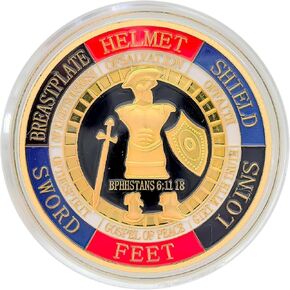 Armor of God Christian Challenge Coin - Commemorative Metal Souvenir for Prayer & Military Church Events (Collector's Edition B, 3-Piece Set)