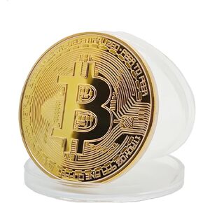 Bitcoin Coins, BTC Coins, Bitcoin Tokens. Bitcoin Commemorative Coin, Relief and Gold Shiny Finish, 1.1-oz, 1.6x0.12-inch, Heavier and Larger. Collect Coins, Lucky Amulets (2-pcs Pack)