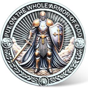 Armor of God Christian Challenge Coin Courage Token from Ephesians 6:11 - Perfect Faith Gift for Motivation & Collecting ﻿ ﻿ ﻿