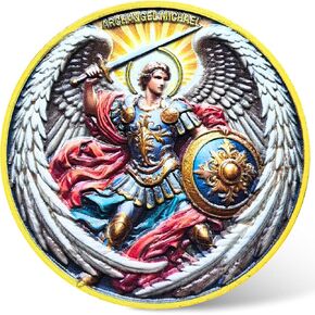 Archangel Michael Challenge Coin - Spiritual Protection, Guardian Angel, Psalm 91:10-11 Inspirational Gift ﻿ ﻿