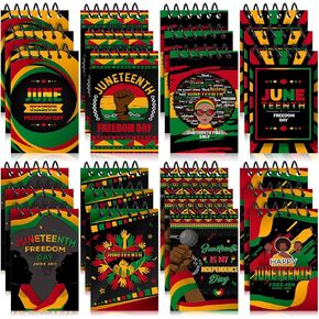 Containlol 24 Pieces Mini Juneteenth Notebooks, Juneteenth Theme Small Mini Memo Pad Juneteenth Pattern Notepads for Kids Gift, Juneteenth Party Favor Supplies, 8 Patterns