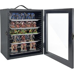 Miniature Display Case with 5 Metal Trays, Miniature Carrying Case, Miniature Storage, Miniature Case, Miniature Storage Case for Miniature Lovers (Black)
