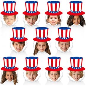 Qyeahkj 80pcs 4 يوليو القبعة القلاع القمامة الوطنية ديكورات لوحة الإبلاغ الأحمر والأزرق الولايات المتحدة الأمريكية العلم ورقة DIY صور الاستقلال ديكور حفلة عيد ميلاد التخرج المنزل اللوازم المدرسية