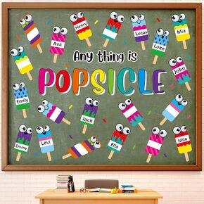 52 Pcs Summer Bulletin Board Decorations Set Anything is Ice Pop Bulletin Board Decorations Ice Pop Paper Cutouts for School Classroom Home Party Supplies