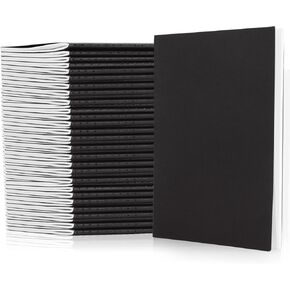 MIVIDE 50 Pack A5 Kraft Notebooks, Black Cover Journal Bulk Pack 8.3 x 5.5 inch Notebooks 60 Pages, Lined Travel Notebooks for Writing, Making Plans, School Office Supplies