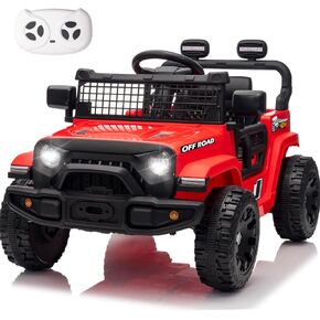12V Kids Electric Car - Ride on Truck Car for Kids with Parent Remote Control, LED Lights, Music, Power Display, Battery Powered Ride on Toys for Toddlers Boys Girls Ages 3+(Red)