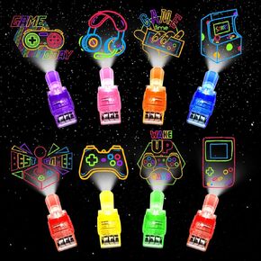 24PCS Video Game Party Favors LED Finger Lights, Glow in the Dark Light Up Toys Gifts Bulk for Kids Boy Girl Birthday Goodie Bags Fillers Back to School Party Classroom Prizes Party Supplies