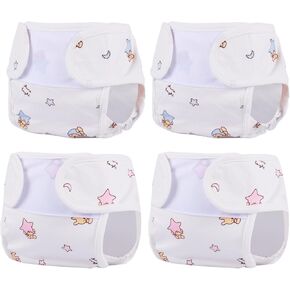 BABESIDE 4 Pcs Reborn Baby Doll Diapers Reusable for 17-24 Inch Dolls, Cute Star & Moon Patterns Babydolls Diapers Washable Doll Underwear for Lifelike Reborn Baby Dolls Accessories
