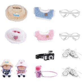2 Pack Dolls Clothes with Pink Camera Glasses Clothing for 17cm Doll (No Doll) Chic Style Original Dolls Outfit Shoes Accessories Pink Camera Set