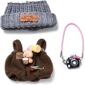 17cm Cute Dolls Clothes Adorable One Piece Romper with Hat and Camera Fashion Outfits Accessories for Doll