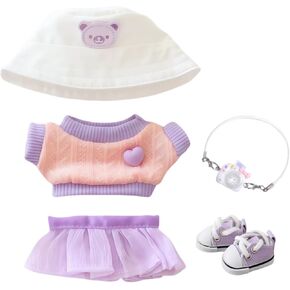 5Pcs Set 15cm/17cm Doll Clothes, Clothes for Dolls Outfit, Accessories 15cm/17cm Dolls Clothing Set Replacement (No Doll Included) (Style 1)