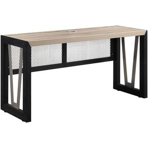 nbf signature series District Credenza - 60" W Southern Walnut Laminate Top/Black Base