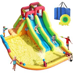 22.5ft Commercial Water Slide for Adults Kids (2 Water Slides&Giant Pool), 100% PVC Inflatable Adult Water Slides with Blower, Giant Inflatable Water Park for Adults Backyard Outdoor, 22.5x11x12ft