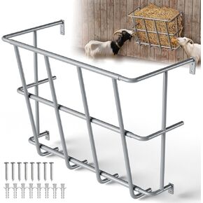 Hay Feeder for Goats,18.5 Gallons Livestock Feeder,Heavy-Duty Steel Goat Hay Rack,Wall Blanket Holder,Multiple Sided Hay Feeder Holder for Horses,Sheep,Goats,Indoor Outdoor Uses