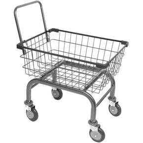 Heavy Duty Uhandle Laundry Cart with 5" Wheel (Charcoal Grey) Ruber Grip.