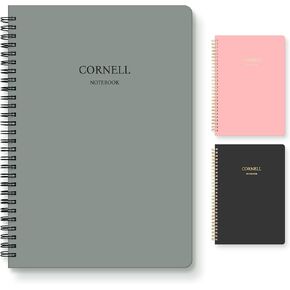 Hardcover Cornell Notes Notebook for Note Taking Supplies, B5 Spiral Aesthetic Study Subject Notebooks for School Work College Ruled Meeting Notes Book Studying Essentials, 7.2" x 10", Green