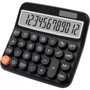 Black Gray Calculator, Big Button Calculator with Large LCD Display, Black Gray Office Desk Accessory for Offices, Schools, Homes and Businesses