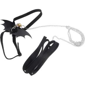 Adjustable Turtle Harness Leash with Wing Design Bite Rope Strap for Reptiles Lightweight Chest Collar for Outdoor Walking Black S