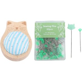Cat Tipped Straight Quilting Pins Set, Multicolor Sewing Pins for Fabric, Decorative Corsage Stick for Dressmaker, Jewelry DIY Decoration