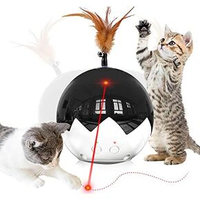 Cat Laser Toy Automatic for Indoor Cats, 3 in 1 Interactive Cat Feather Laser Toy for Bored Indoor Adult Cats/Kitten/Dogs, 3 Modes Laser with 360 Irregular Rotation, USB Rechargeable