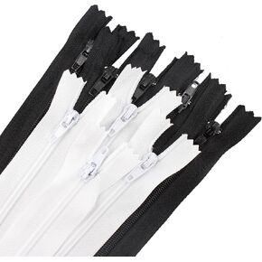 pson 20PCS 5 Inch Black and White Nylon Coil Zippers, Closed End Zippers for DIY Tailor Sewing Craft Bag