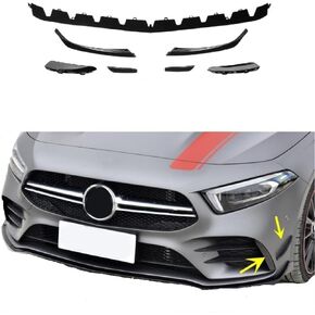 Spoiler Separator, Gloss Black Front Bumper Aero Splitter Lip Kits Replacement Compatible with Benz A Class W177 AMG A180 A200 A250 A35 A35L 2022 2023(5Pcs)