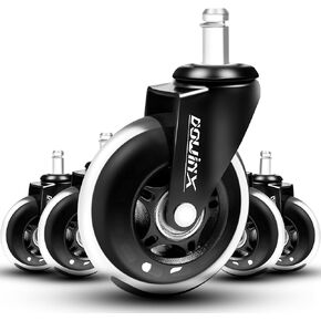 Dowinx Office Chair Caster Replacement Rubber Wheels Set of 5, Heavy Duty Smooth Rolling Caster Universal Fit Safe for All Floors Including Hardwood and Carpet