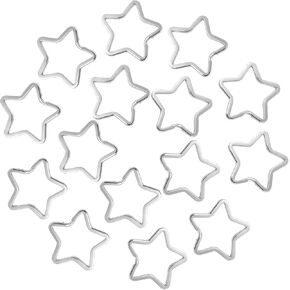 15Pcs Metal Split Key Rings Star Shape Creative Flat Keyring Silver Small Open Jump Rings 1.32 inches Star Shaped Key Holder Chains for Home Car Tag DIY Crafts