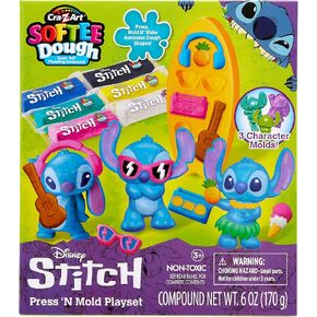 Cra-Z-Art Disney Stitch Softee Dough Press 'N Mold Modelling Dough Playset, 3 Character Molds, Ages 3+