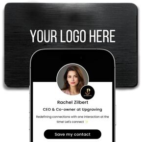 Customizable Black Metal Digital Business Card for Networking - NFC Digital Business Card with QR Code - Tap to Share Technology - No App or Subscription Required (Black)- powered by Upgraving