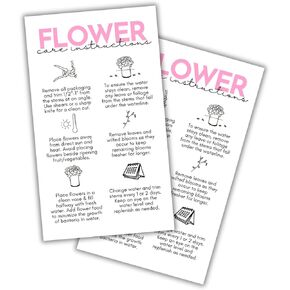 Fresh Flower Care Instructions Cards | 50 pk 2x3.5" Kraft Look Hangtag Kit Food Recipe Granule Plant Care Florist Enclosed Tag Business Guide