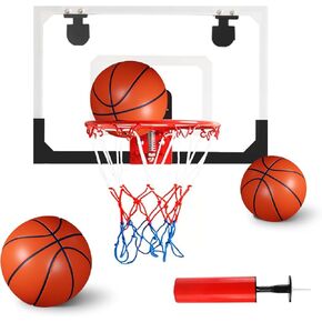 Indoor Mini Basketball Hoop Set with 3 Balls for Kids and Adults - Includes Scoreboard and Inflation Pump Perfect for Christmas Birthday Toys for Kids Boys Teen