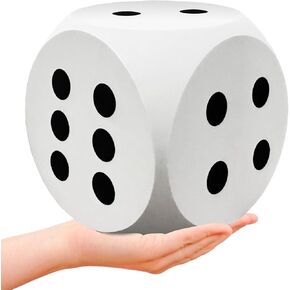 6 Inch White Large Foam Dice, Funny Giant Dice Cubes with Number Dots, Big Square Educational Toy for Game Nights Math Learning Classroom Party Favor Decorations