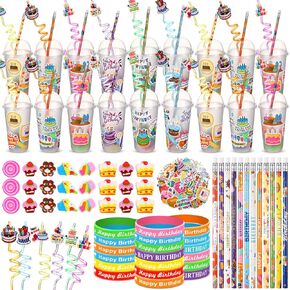 Baderke Return Gifts for Birthday Party, 170pcs Birthday Party Favors Stationery Gifts Set Pencil Silicone Bracelet for Birthday Goodie Bags Classroom Gifts Rewards Prizes