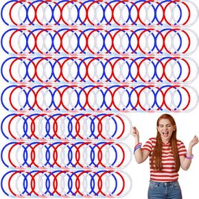 Honoson 100 PCS 8 '' 4th of July Glow Sticks Red White and Blue Pantist Glow Sticks Bulk with monnsors for Memorial Day Independence Party Party Form